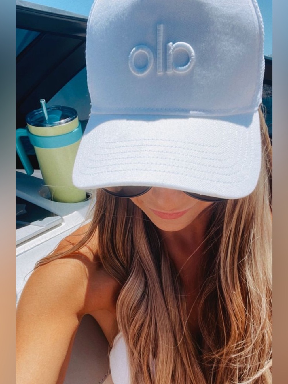 ALO Yoga light blue Embroidered Baseball Cap trucker hat unisex